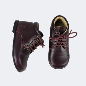 French B'ebe Children's Maroon Leather Lace-Up Dress Booties